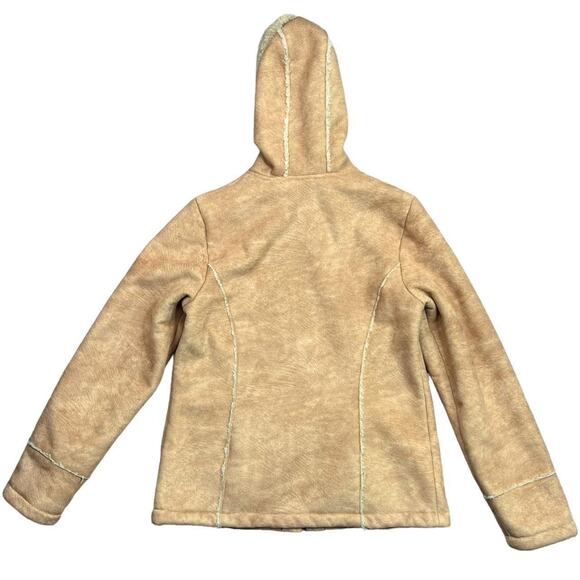 Y2K Sherpa Lined Zip Front Afghan Coat Faux Suede Size Small - Picture 4 of 8